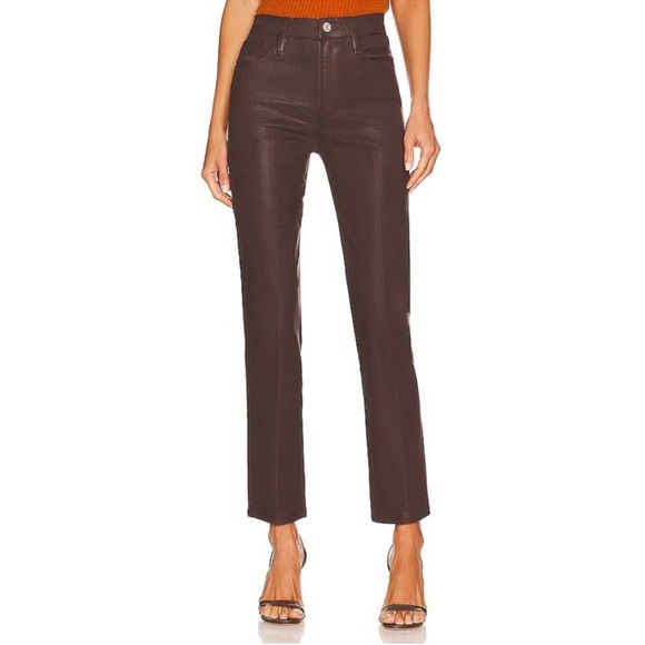 Frame Denim Pants - FRAME Le Sylvie High-Rise Coated Jeans - Chocolate Brown - Size 28 - New!